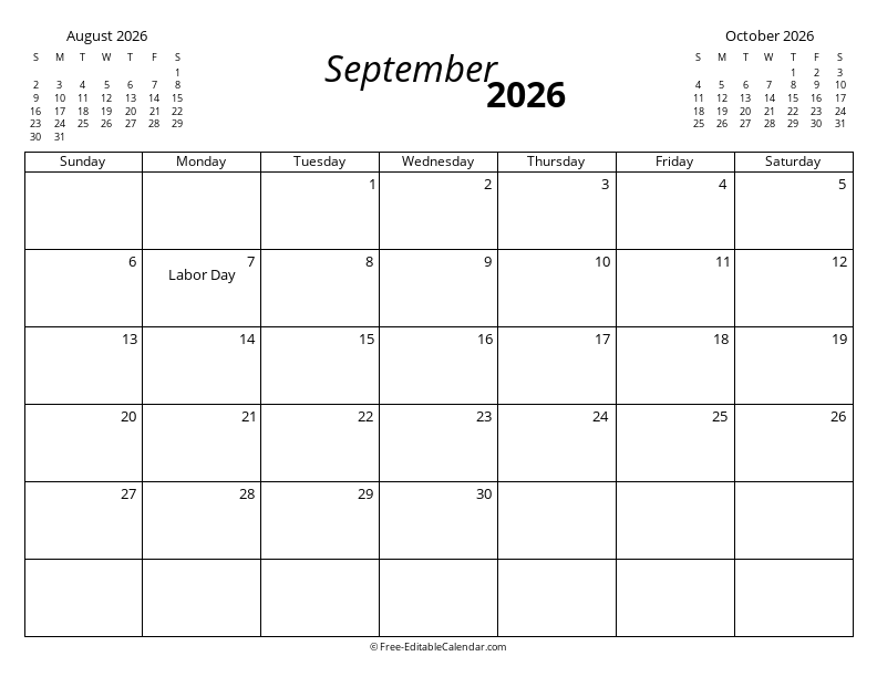 September 2026 with Mini Calendars