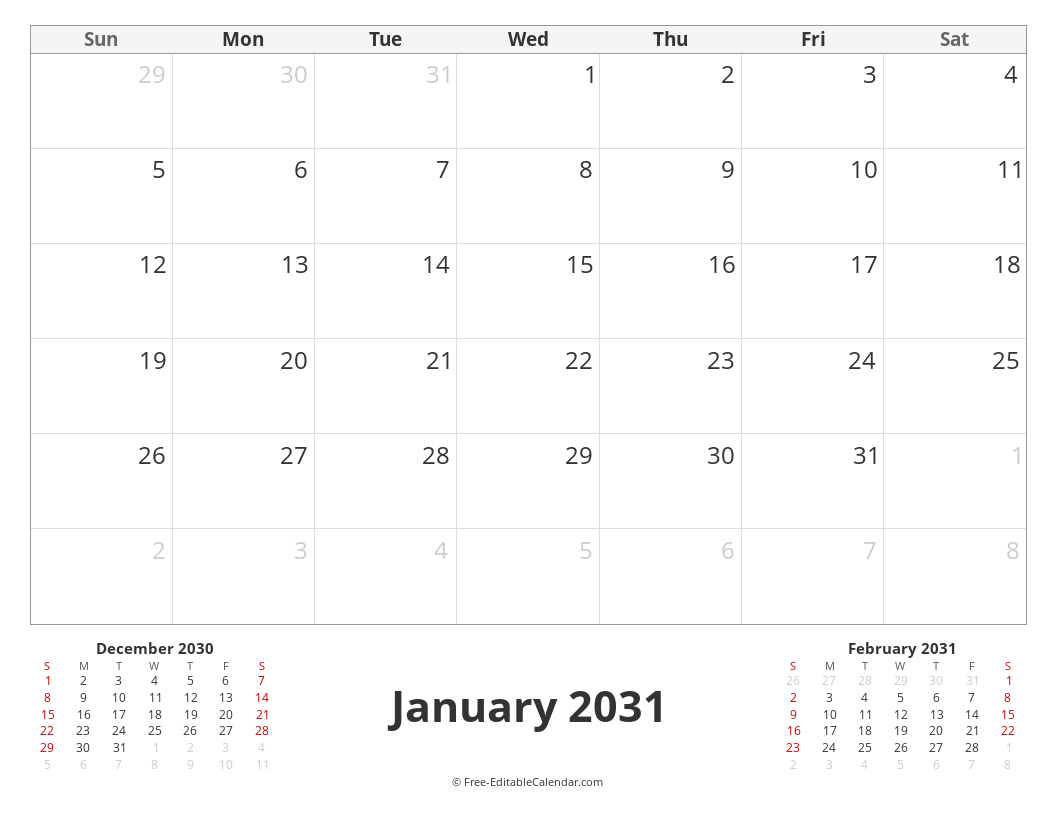 Three Month Calendar