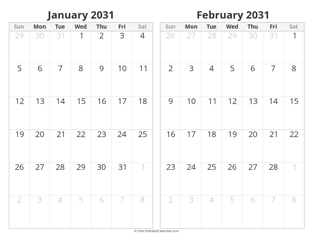Two months calendar side by side